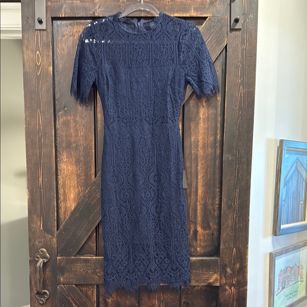 Lulu's Midnight Blue Lace Midi Dress